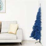 vidaXL Albero di Natale Artificiale a Metà con Supporto Blu 120 cm PVC