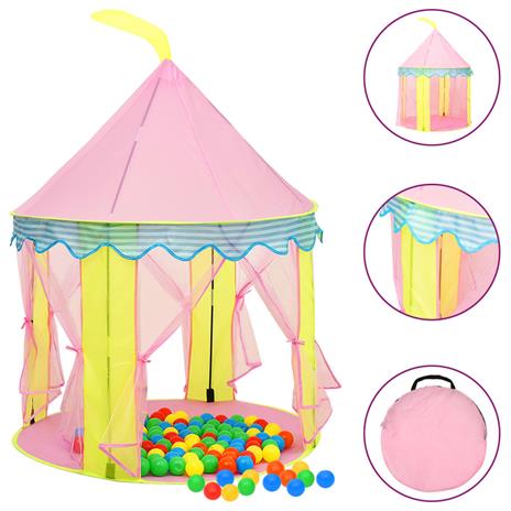 vidaXL Tenda da Gioco per Bambini Rosa con 250 Palline 100x100x127 cm