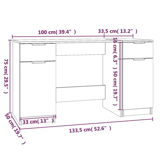 vidaXL Scrivania con Mobile Laterale Rovere Fumo in Legno Multistrato - 2