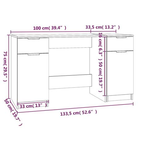 vidaXL Scrivania con Mobile Laterale Rovere Marrone Legno Multistrato - 2