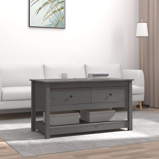 vidaXL Tavolino da Salotto Grigio 102x49x55 cm Legno Massello di Pino -  vidaXL - Idee regalo