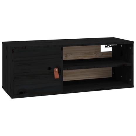 vidaXL Pensile Nero 80x30x30 cm in Legno Massello di Pino - 5