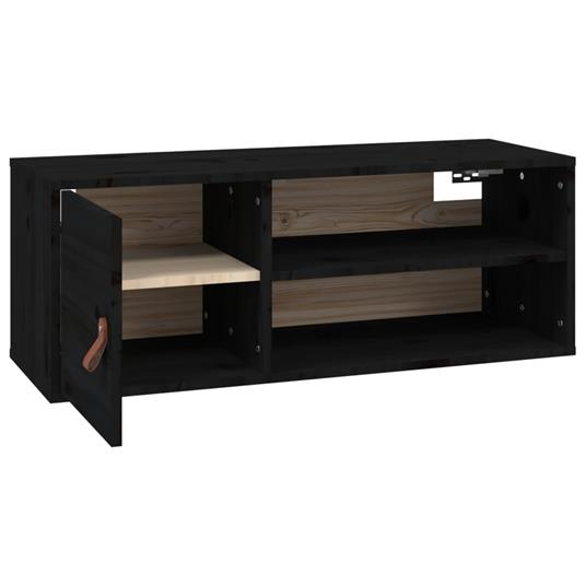 vidaXL Pensile Nero 80x30x30 cm in Legno Massello di Pino - 7