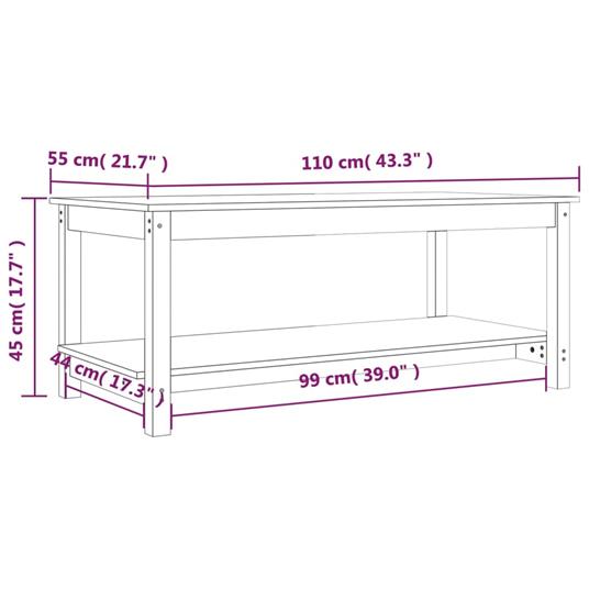 Tavolino da Salotto Bianco 110x55x45 cm Legno Massello di Pino vidaXL