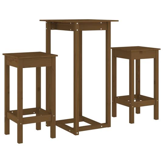 vidaXL Set da Bar 3 pz Miele in Legno Massello di Pino - vidaXL - Idee  regalo