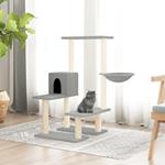 vidaXL Albero per Gatti con Tiragraffi in Sisal Grigio Chiaro 94,5 cm