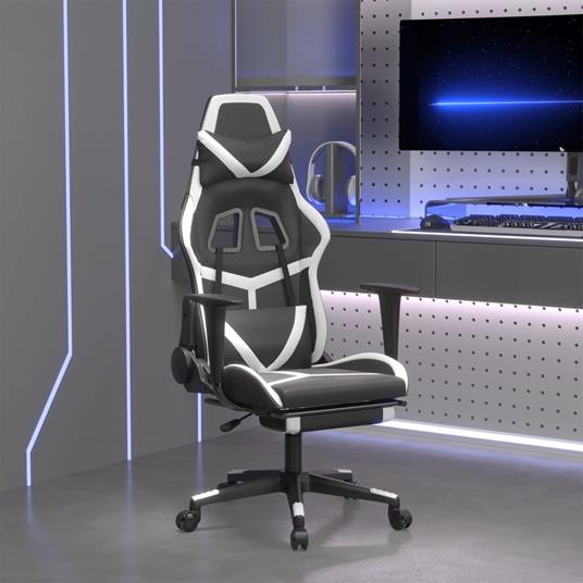 vidaXL Sedia da Gaming con Poggiapiedi Nero e Bianco in Similpelle - vidaXL  - Idee regalo