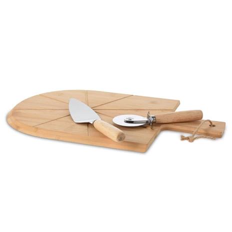 Tagliere Pizza Con taglierina Bambu Cm 40 X 30 X 1,50 - Emmepishop