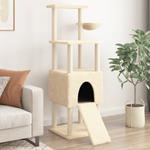 vidaXL Albero per Gatti con Tiragraffi in Sisal Crema 153 cm