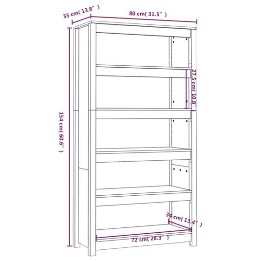 vidaXL Libreria Grigia 80x35x154 cm in Legno Massello di Pino