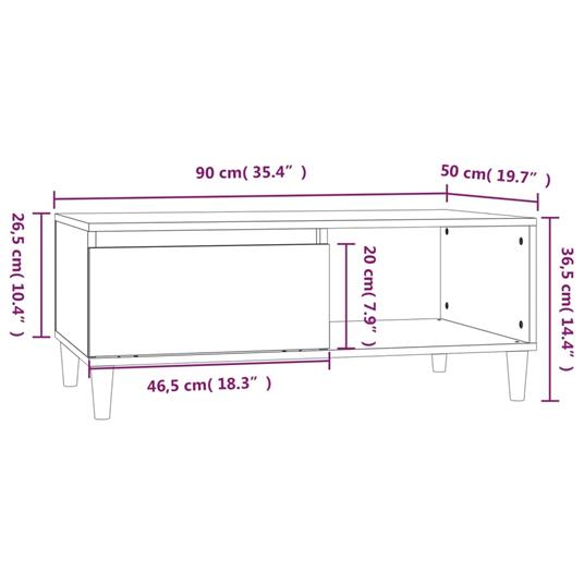 VidaXL Tavolino da Salotto Bianco 90x50x36,5 cm in Legno