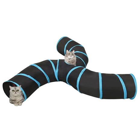 vidaXL Tunnel per Gatti a 3 Vie Nero e Blu 25 cm in Poliestere - 2