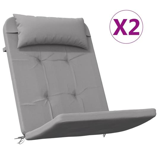 vidaXL Cuscini per Sedia Adirondack 2 pz Grigio in Tessuto Oxford - 2