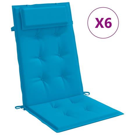 vidaXL Cuscini Sedia con Schienale Alto 6 pz Blu Chiaro Tessuto Oxford - 2