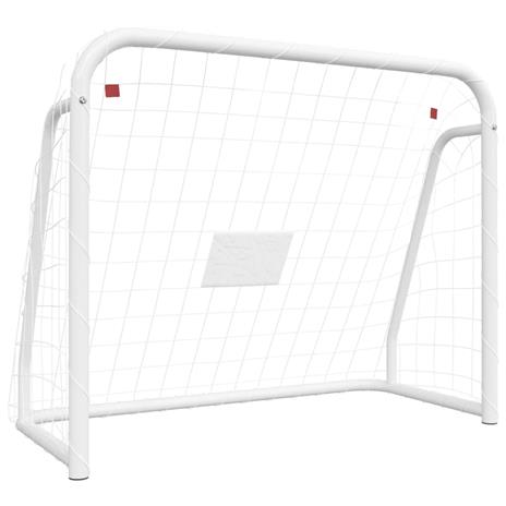 vidaXL Porta da Calcio con Rete Bianca 125x96x60 cm Acciaio Poliestere - 2