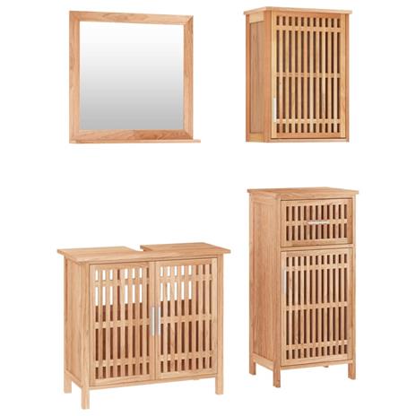 vidaXL Set Mobili da Bagno 4pz in Legno Massello di Noce - 2