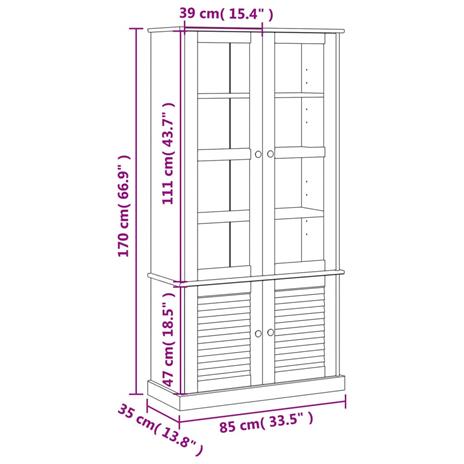 vidaXL Vetrina VIGO 85x35x170 cm in Legno Massello di Pino Grigio - 7