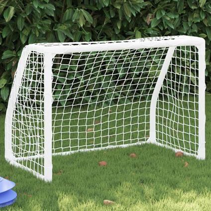 vidaXL Porte Calcio Bambini 2pz con Pallone Bianco 64x35x48 cm Metallo