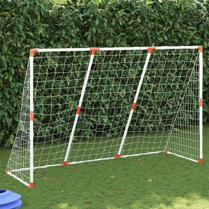 vidaXL Porte Calcio Bambini con Palloni 2 in 1 Bianche 184x64x124 cm