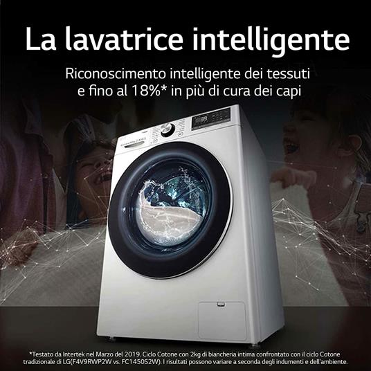 LG F2WV3S7N3E Lavatrice Slim a Carica Frontale 7 Kg, 1200 Giri/min,  Intelligenza Artificiale AI DD, Anti Piega, Motore Inverter Direct Drive,  Smart Diagnosis 60x85x47.5 cm - Bianco - LG - Casa e Cucina | IBS