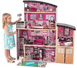 KidKraft 65826 Casa legno Sparkle Mansion per bambole di 30 cm con 30 accessori inclusi e 4 livelli di gioco, Colore rosa