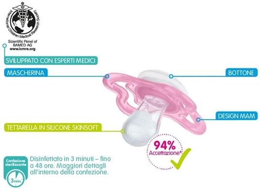 MAM Skin Soft Silicone Ciuccio 0-6, pack of 2 + Nip Portaciuccio :  : Prima infanzia