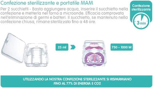 MAM Comfort Ciuccio in Set da 2, 100% Silicone, con Custodia Porta Ciuccio,  2-6 mesi, blu e grigio-verde - Mam - Per la culla e il passeggino -  Giocattoli