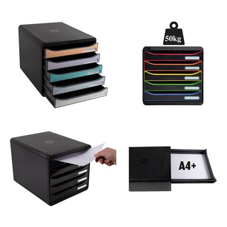 Exacompta Set da Scrivania 5 Cassetti Big-Box Plus Black Office Nero - 9