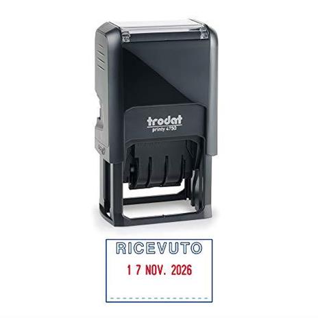 Trodat Printy 4750/L1 Datario con Testo Commerciale RICEVUTO, Autoinchiostrante - Blu/Rosso