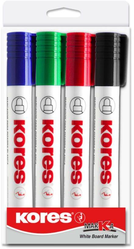 Kores M20843 evidenziatore 4 pz Nero, Blu, Verde, Rosso