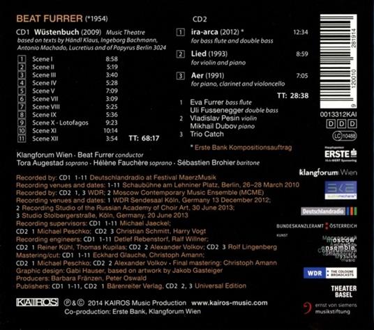 Wüstenbuch - Ira-Arca - Lied - Aer - CD Audio di Beat Furrer - 2