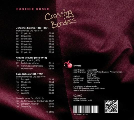 Crossing Borders - CD Audio di Johannes Brahms,Claude Debussy,Egon Wellesz,Eugenie Russo - 2