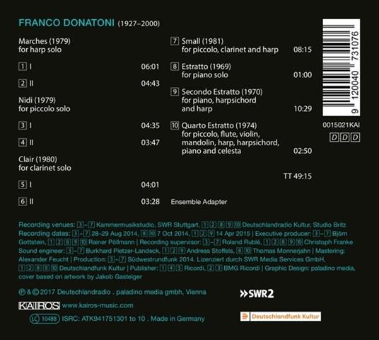 Musica da camera - CD Audio di Franco Donatoni,Ensemble Adapter - 2