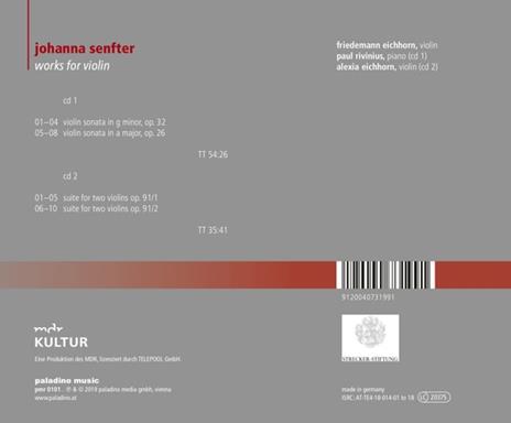 Johanna Senfter - Works for Violin - CD Audio - 2