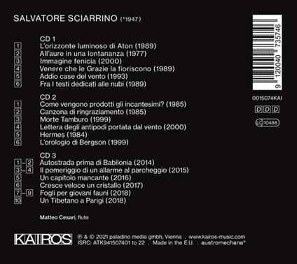 Works For Flute (3 Cd) - CD Audio di Salvatore Sciarrino