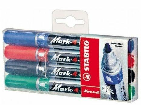 Marcatore - STABILO Mark-4-all - Punta tonda - Astuccio da 4 - Colori assortiti