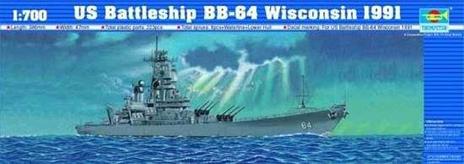 Us Battleship Bb-64 Wisconsin 1991 1:700 Plastic Model Kit Riptr 05706 - 2