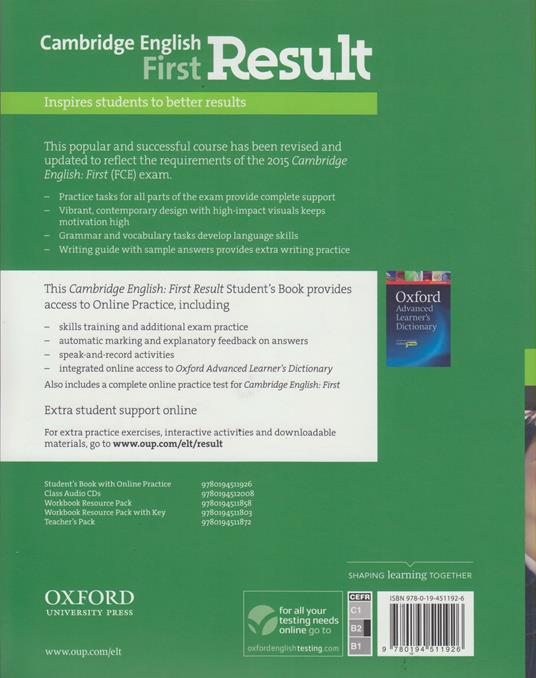 Cambridge English: First Result: Student's Book and Online Practice Pack - 2