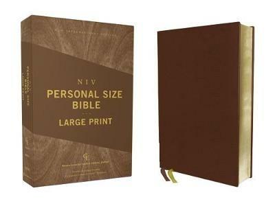NIV, Personal Size Bible, Large Print, Genuine Leather, Buffalo, Brown, Red Letter, Art Gilded Edges, Comfort Print - Zondervan - cover