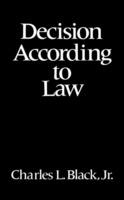 Decision According to Law - Charles L. Black - cover