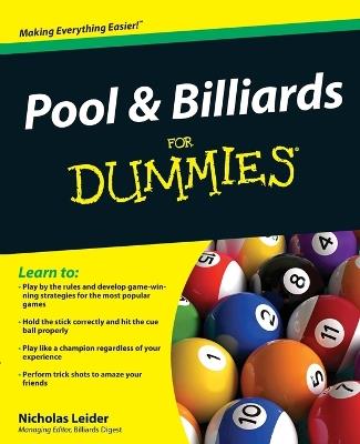 Pool and Billiards For Dummies - Nicholas Leider - cover