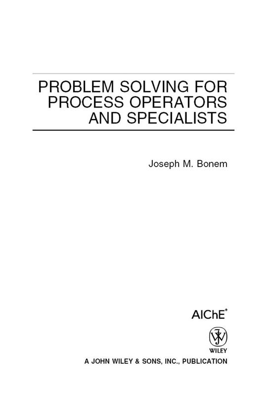 Problem Solving for Process Operators and Specialists