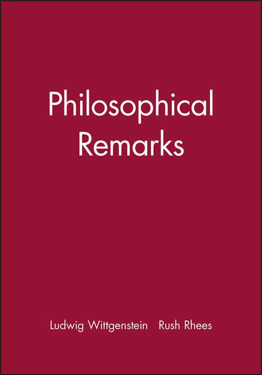 Philosophical Remarks - Ludwig Wittgenstein - cover