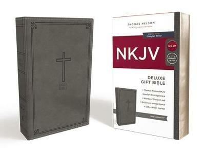 NKJV, Deluxe Gift Bible, Leathersoft, Gray, Red Letter, Comfort Print: Holy Bible, New King James Version - Thomas Nelson - cover