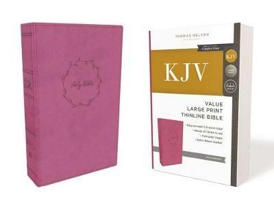 KJV Holy Bible: Value Large Print Thinline, Pink Leathersoft, Red Letter, Comfort Print: King James Version - Thomas Nelson - cover