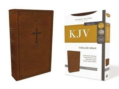 KJV Holy Bible: Thinline, Brown Leathersoft, Red Letter, Comfort Print: King James Version: Holy Bible, King James Version - Thomas Nelson - cover