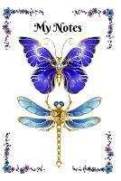 Blue and Gold Butterfly and Dragonfly Notebook