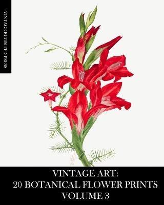 Vintage Art: 20 Botanical Flower Prints Volume 3: Ephemera for Framing, Junk Journals, Mixed Media and Decoupage - Vintage Revisited Press - cover