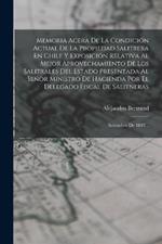 Memoria Acera De La Condición Actual De La Propiedad Salitrera En Chile Y Exposición Relativa Al Mejor Aprovechamiento De Los Salitrales Del Estado Presentada Al Señor Ministro De Hacienda Por El Delegado Fiscal De Salitneras: Setiembre De 1892...