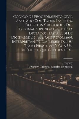 Código De Procedimiento Civil Anotado Con Todas Las Leyes, Decretos Y Acuerdos Del Tribunal Superior De Justicia Dictados Hasta El 31 De Diciembre De 1902, Que Reforman, Interpretan Y Complementan Su Texto Primitivo, Y Con Un Apéndice Que Contiene La... - cover